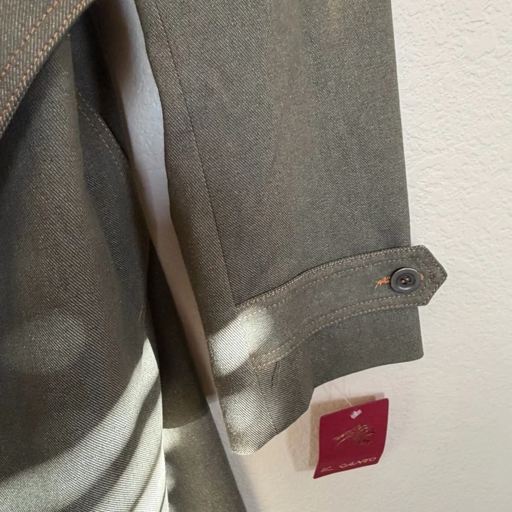 IL Canto Olive Green Denim Trench Coat